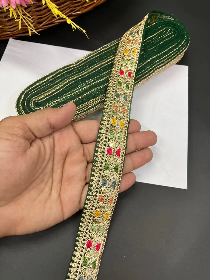 Sabyasachi Inspired Saree Lace Border - Green
